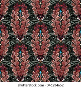 Abstract seamless geometrical pattern made from hand drawn lines.
