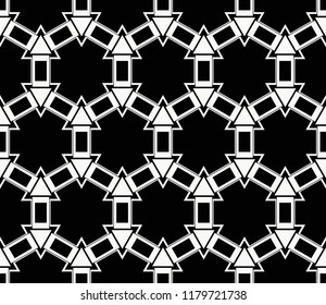 abstract seamless geometries pattern. White in black color. for wallpaper. design page fill. Vector illustration