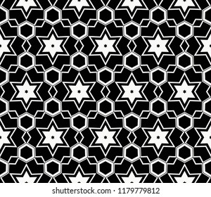 abstract seamless geometries pattern. White in black color. for wallpaper. design page fill. Vector illustration