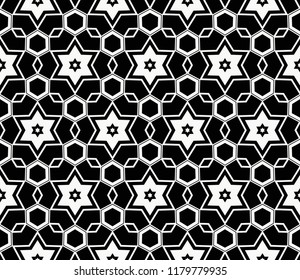 abstract seamless geometries pattern. White in black color. for wallpaper. design page fill. Vector illustration