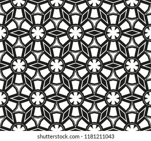 abstract seamless geometries pattern. White in black color. for wallpaper. design page fill. Vector illustration