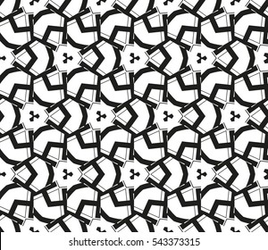 abstract seamless geometries pattern. White in black color. for wallpaper. design page fill. Vector illustration