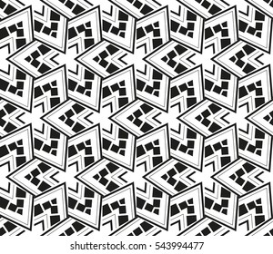 abstract seamless geometries pattern. White in black color. for wallpaper. design page fill. Vector illustration
