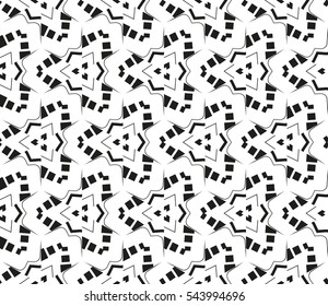 abstract seamless geometries pattern. White in black color. for wallpaper. design page fill. Vector illustration