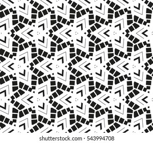abstract seamless geometries pattern. White in black color. for wallpaper. design page fill. Vector illustration