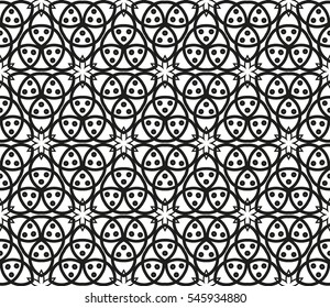abstract seamless geometries pattern. White in black color. for wallpaper. design page fill. Vector illustration