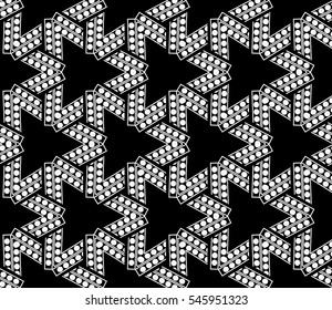 abstract seamless geometries pattern. White in black color. for wallpaper. design page fill. Vector illustration