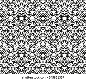 abstract seamless geometries pattern. White in black color. for wallpaper. design page fill. Vector illustration