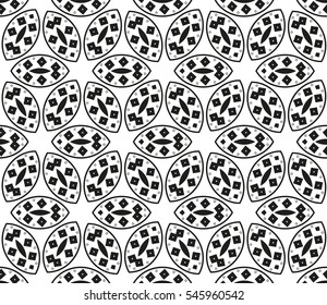 abstract seamless geometries pattern. White in black color. for wallpaper. design page fill. Vector illustration