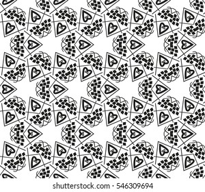 abstract seamless geometries pattern. White in black color. for wallpaper. design page fill. Vector illustration