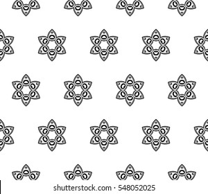 abstract seamless geometries pattern. White in black color. for wallpaper. design page fill. Vector illustration