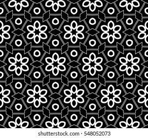 abstract seamless geometries pattern. White in black color. for wallpaper. design page fill. Vector illustration