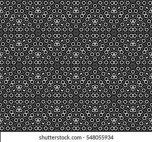 abstract seamless geometries pattern. White in black color. for wallpaper. design page fill. Vector illustration