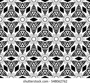 abstract seamless geometries pattern. White in black color. for wallpaper. design page fill. Vector illustration