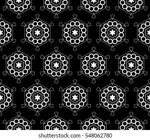 abstract seamless geometries pattern. White in black color. for wallpaper. design page fill. Vector illustration