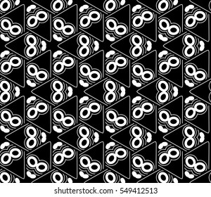 abstract seamless geometries pattern. White in black color. for wallpaper. design page fill. Vector illustration