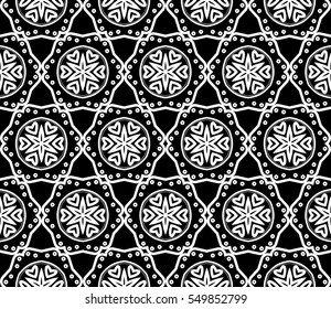 abstract seamless geometries pattern. White in black color. for wallpaper. design page fill. Vector illustration