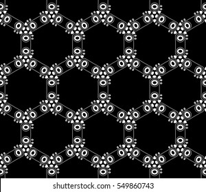 abstract seamless geometries pattern. White in black color. for wallpaper. design page fill. Vector illustration