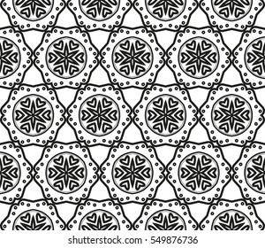 abstract seamless geometries pattern. White in black color. for wallpaper. design page fill. Vector illustration