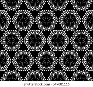 abstract seamless geometries pattern. White in black color. for wallpaper. design page fill. Vector illustration