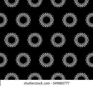 abstract seamless geometries pattern. White in black color. for wallpaper. design page fill. Vector illustration