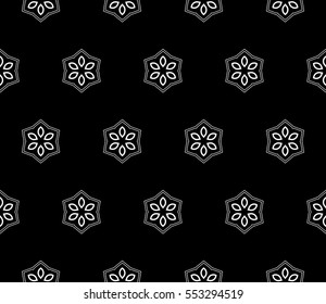abstract seamless geometries pattern. White in black color. for wallpaper. design page fill. Vector illustration