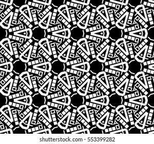 abstract seamless geometries pattern. White in black color. for wallpaper. design page fill. Vector illustration