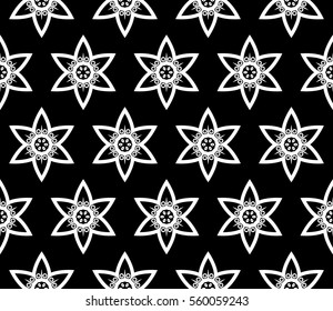 abstract seamless geometries pattern. White in black color. for wallpaper. design page fill. Vector illustration