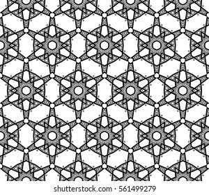 abstract seamless geometries pattern. White in black color. for wallpaper. design page fill. Vector illustration