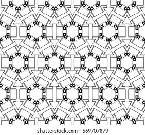 abstract seamless geometries pattern. White in black color. for wallpaper. design page fill. Vector illustration