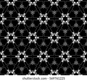 abstract seamless geometries pattern. White in black color. for wallpaper. design page fill. Vector illustration