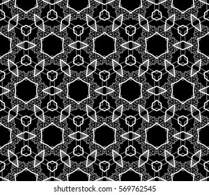 abstract seamless geometries pattern. White in black color. for wallpaper. design page fill. Vector illustration