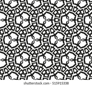 Abstract seamless geometry background. Vector. white on black color