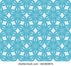 Abstract seamless geometry pattern. mirror transformation of geometry shapes. Vector illustration. For the interior design, printing, textile industry. Blue color