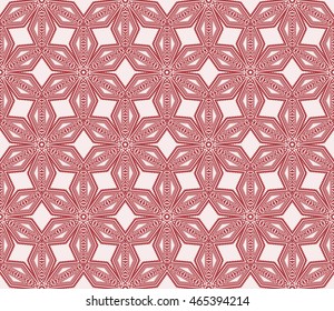 Abstract seamless geometry pattern. mirror transformation of geometry shapes. Vector illustration. For the interior design, printing, textile industry. Red color