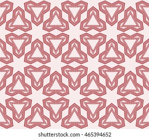 Abstract seamless geometry pattern. mirror transformation of geometry shapes. Vector illustration. For the interior design, printing, textile industry. Red color
