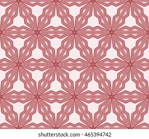 Abstract seamless geometry pattern. mirror transformation of geometry shapes. Vector illustration. For the interior design, printing, textile industry. Red color