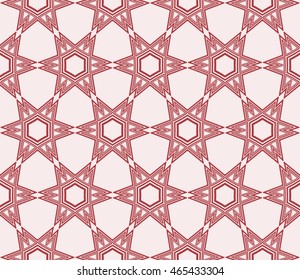 Abstract seamless geometry pattern. mirror transformation of geometry shapes. Vector illustration. For the interior design, printing, textile industry. Red color