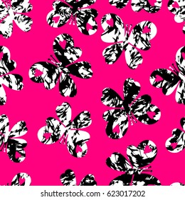 Abstract seamless girlish pattern. Butterflies repeated background for girls, clothes, textile, wrapping paper. cute childish colorful backdrop. beautiful wallpaper