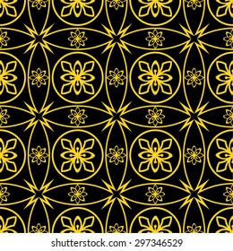Abstract seamless golden pattern in arabic style, vector background