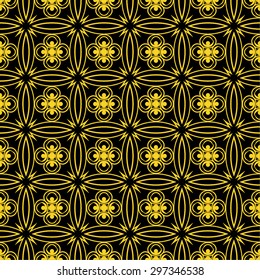 Abstract seamless golden pattern in arabic style, vector background