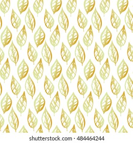 abstract seamless golden pattern with autumn leaves. transparent background.can be used for clothes, interior etc. 