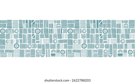 Abstract seamless gorizontal geometric pattern. African ethniс background. Vector flat hand drawn banner.