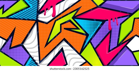 Abstract seamless Graffiti background. Modern geometric background vector