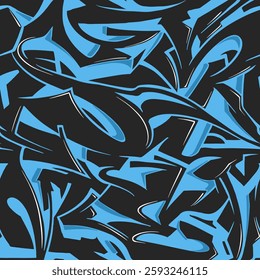 Abstract seamless graffiti pattern. Street art style print for sport textile, clothes, wrapping paper