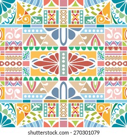 Abstract seamless graphic background. Hand drawn geometric pattern, fabric texture with tribal ethnic ornament, vector fashion illustration