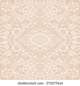Abstract seamless graphic background. Hand drawn geometric pattern, fabric repeating texture with tribal ethnic ornament, vector fashion illustration