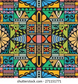 Abstract seamless graphic background. Hand drawn geometric pattern, fabric repeating texture with tribal ethnic ornament, vector fashion illustration