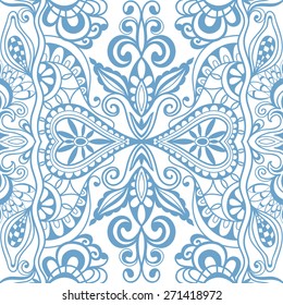 Abstract seamless graphic background. Hand drawn geometric pattern, fabric repeating texture with tribal ethnic ornament, vector fashion illustration