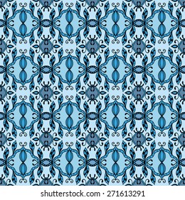 Abstract seamless graphic background. Hand drawn geometric pattern, fabric repeating texture with tribal ethnic ornament, vector fashion illustration